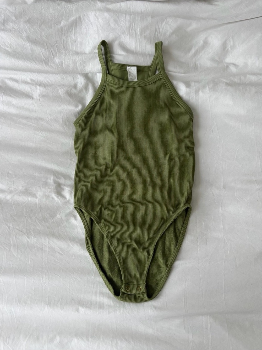 Olive Green Ribbed Double Lined Bodysuit